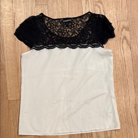 Express Tops - Express Top - Satin and Lace Black and Cream